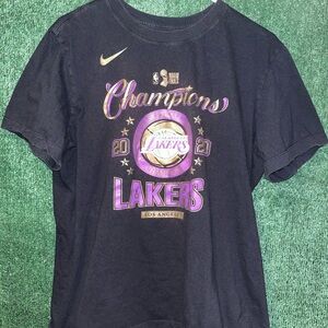 Los Angeles Lakers 2020 NBA Champions Black Nike Shirt L NBA LA LeBron James